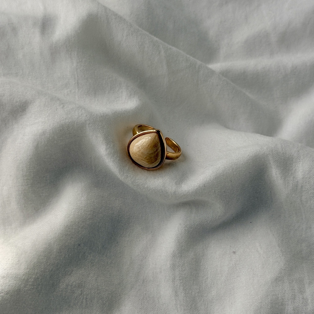 Bold Drop 18k Gold Plated Adjustable Size (4-7) Ring - Green Agate